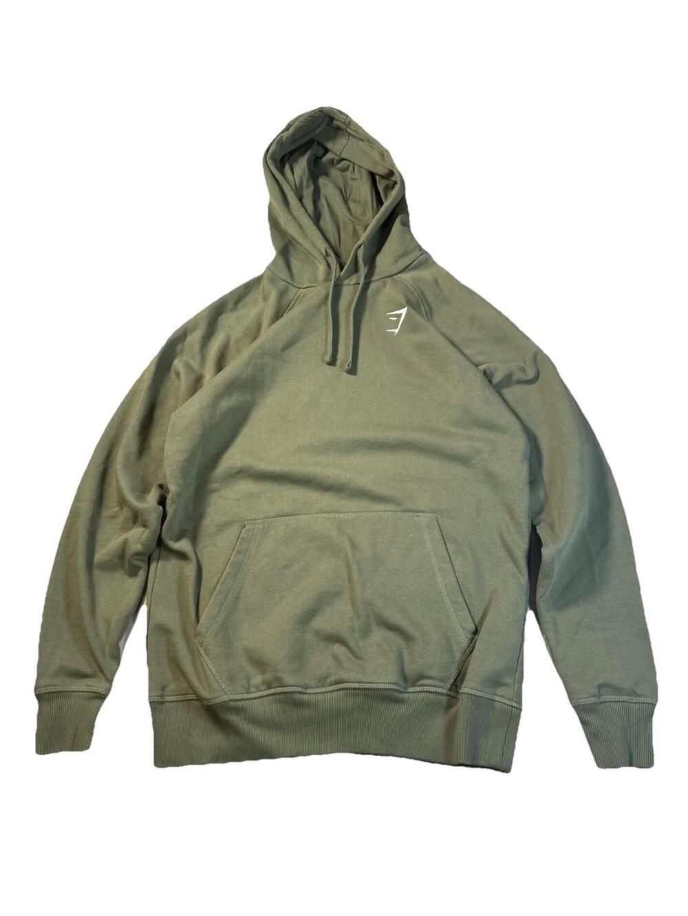 Gymshark Crest Hoodie Men’s Small Green Sweatshirt Pullover Workout Gym Casual